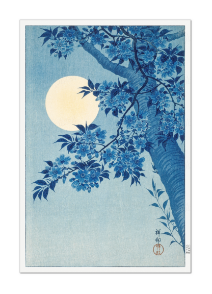 Blossoming Cherry on a Moonlit Night, Ohara Koson